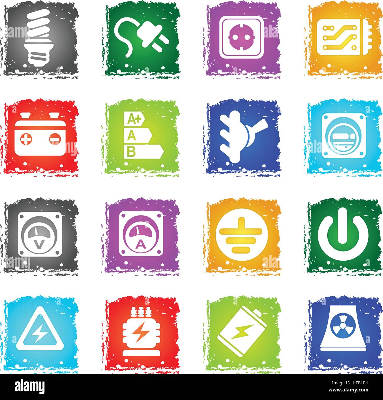Electricity simple icons in grunge style for user interface design ...