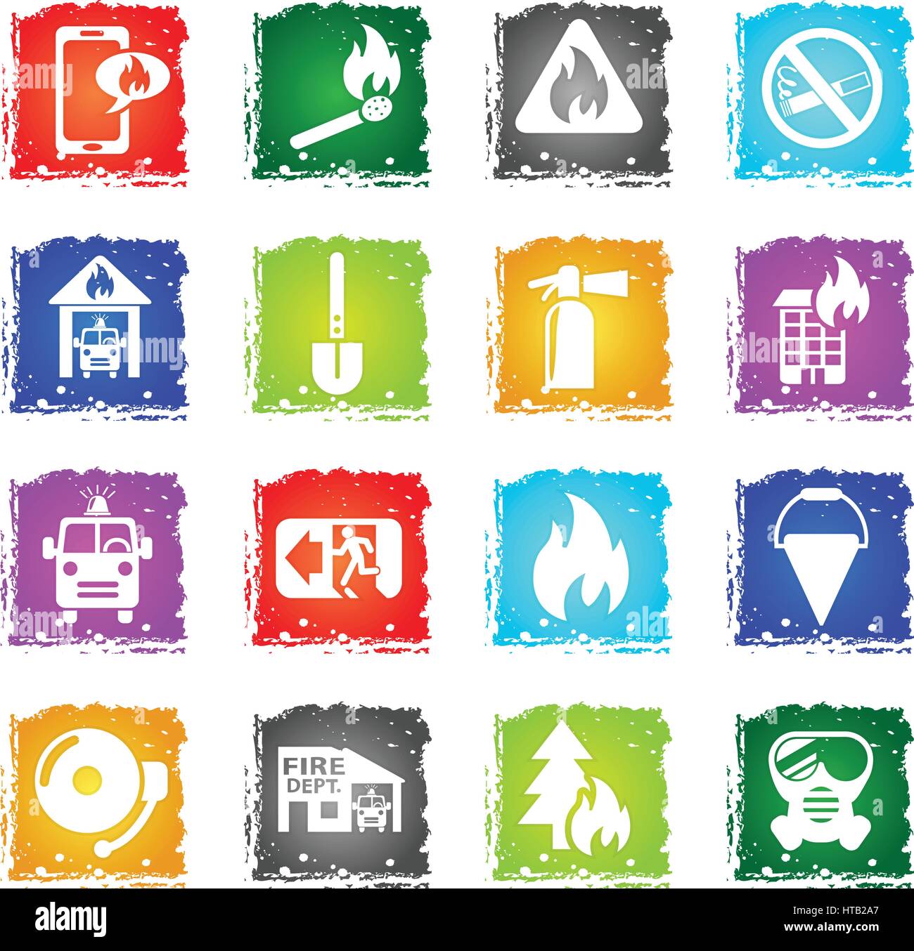 fire brigade web icons in grunge style for user interface design Stock ...