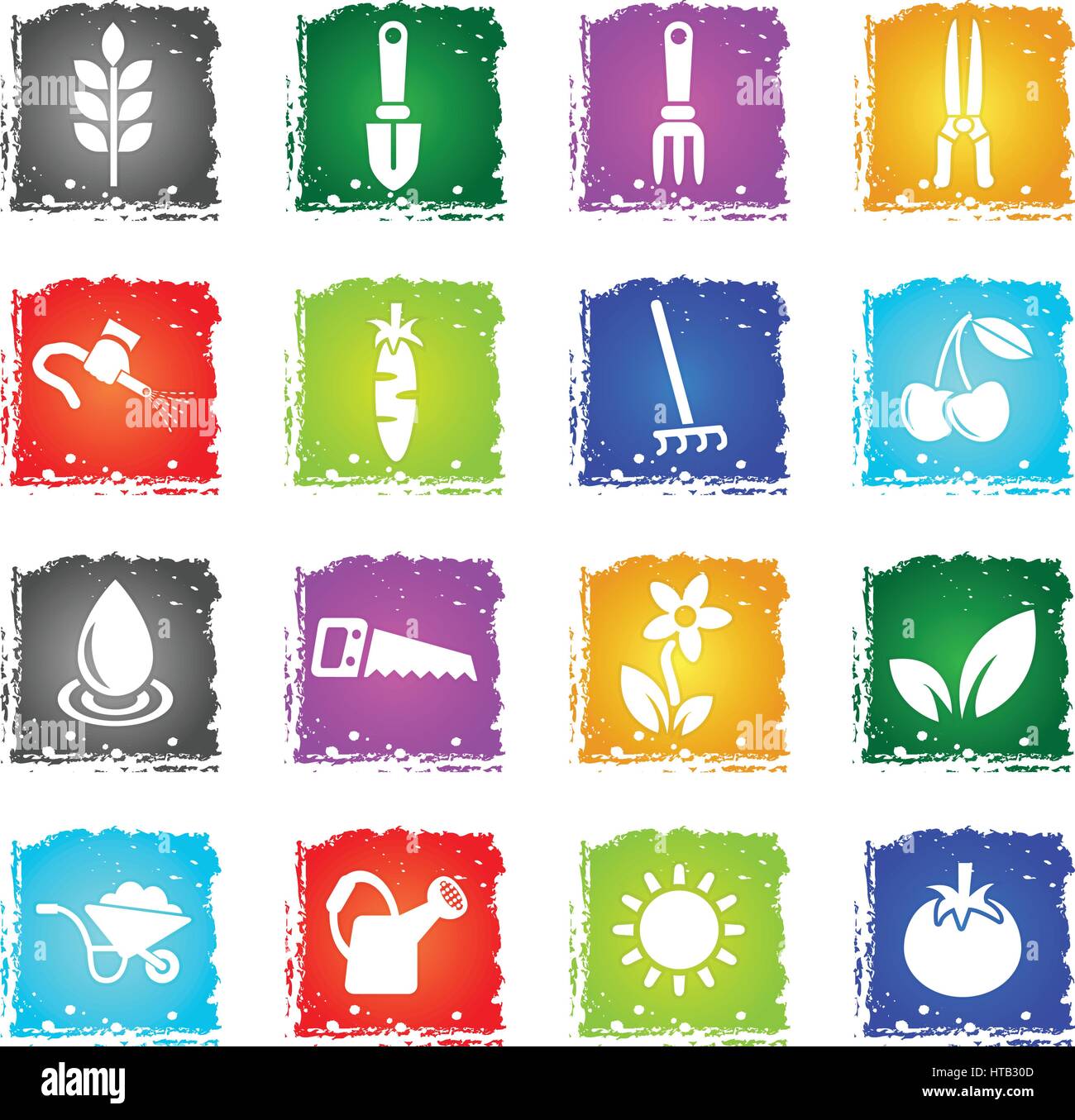 gardening web icons in grunge style for user interface design Stock ...