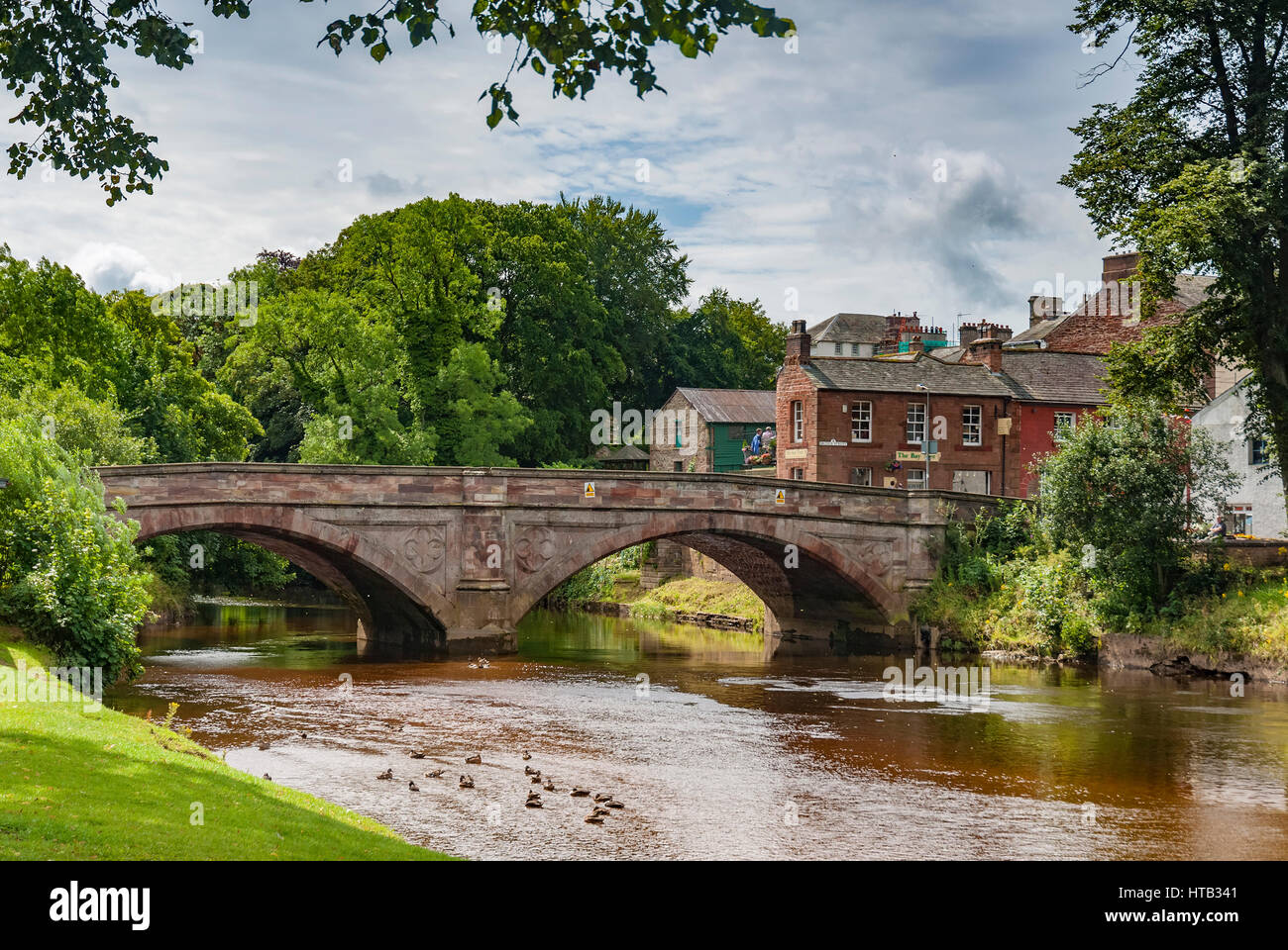 The bridge at Appleby in Westmoorland over the river Eden.  Stock Photo