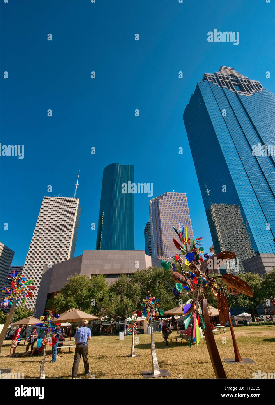 Art market at Sam Houston Park during Bayou City Art Festival, Downtown
