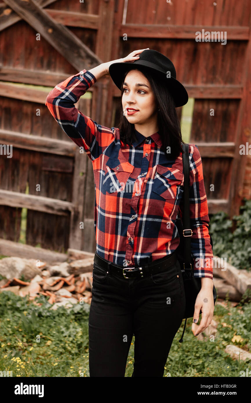 Red check cheap shirt girl
