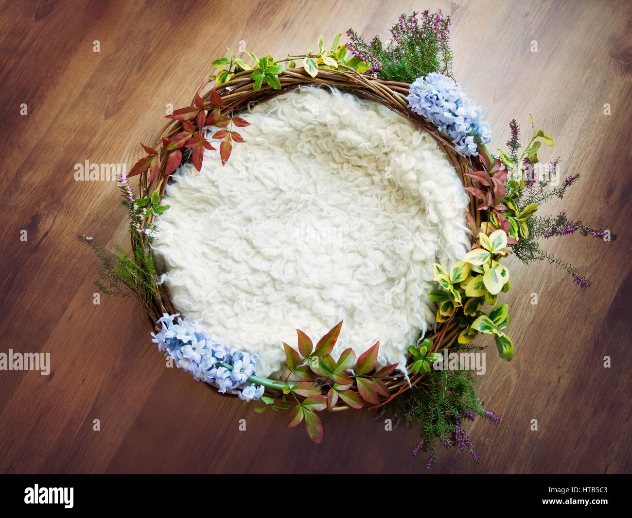 Flower Garland On Newborn Photography Nest Stock Photo Alamy