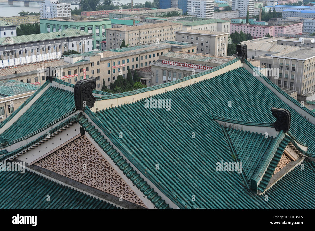 Pyongyang Riverside Home 08.08.2012, Pyongyang, North Korea - A view from the terrace of the ...