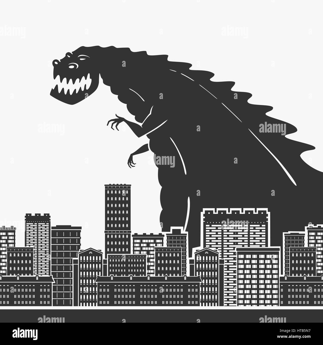 Monster In A Town Vector Illustration Stock Vector