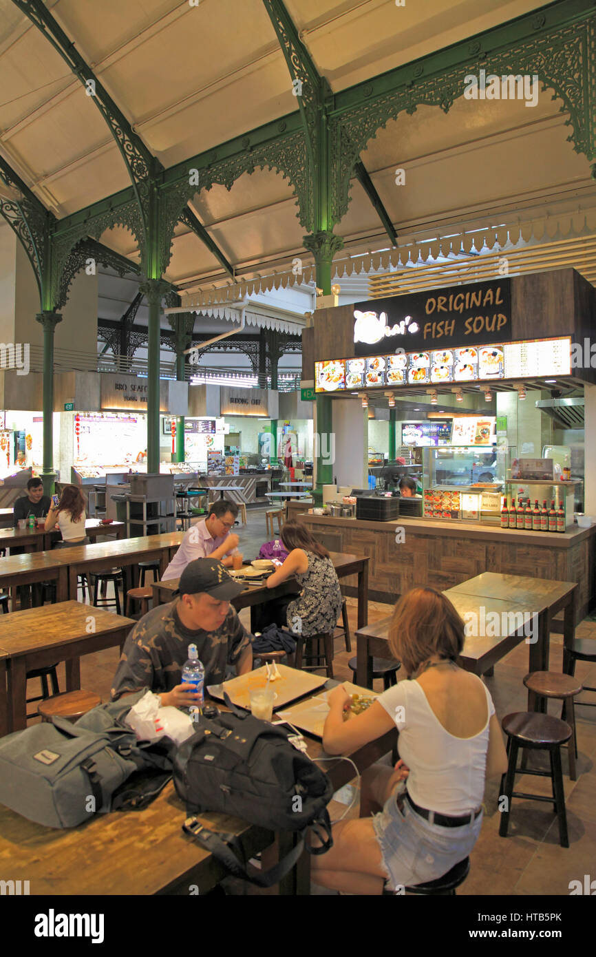 Singapore, Lau Pa Sat, food court, restaurants, people, Stock Photo