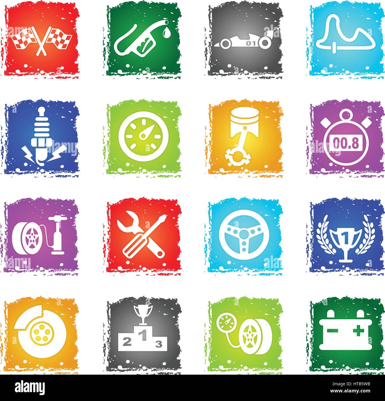 racing web icons in grunge style for user interface design Stock Vector ...