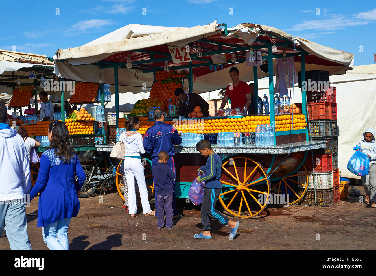 Food stalls in the Jemaa el-Fnaa square in  Marrakech, Morocco Stock Photo