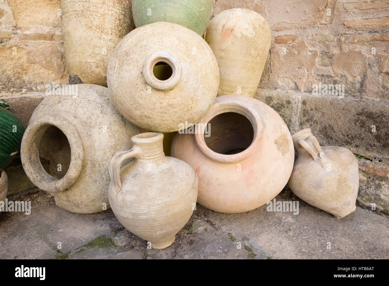 Terracotta pots, Cathedral of San Salvador, Jerez de la Frontera, Cadiz province, Andalucia, Spain, Europe Stock Photo