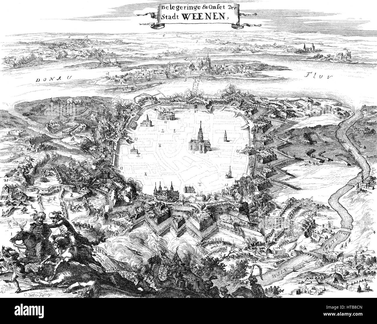 Plan of the Siege of Vienna,  1683 Stock Photo