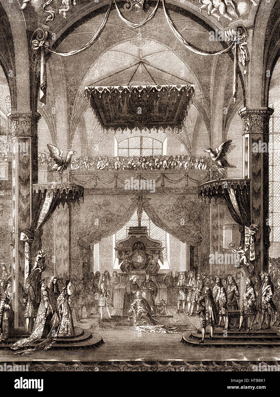 The Coronation of Frederick I, 1657 - 1713, the first King in Prussia, as Frederick III Elector of Brandenburg, 18 January 1701, Königsberg Stock Photo