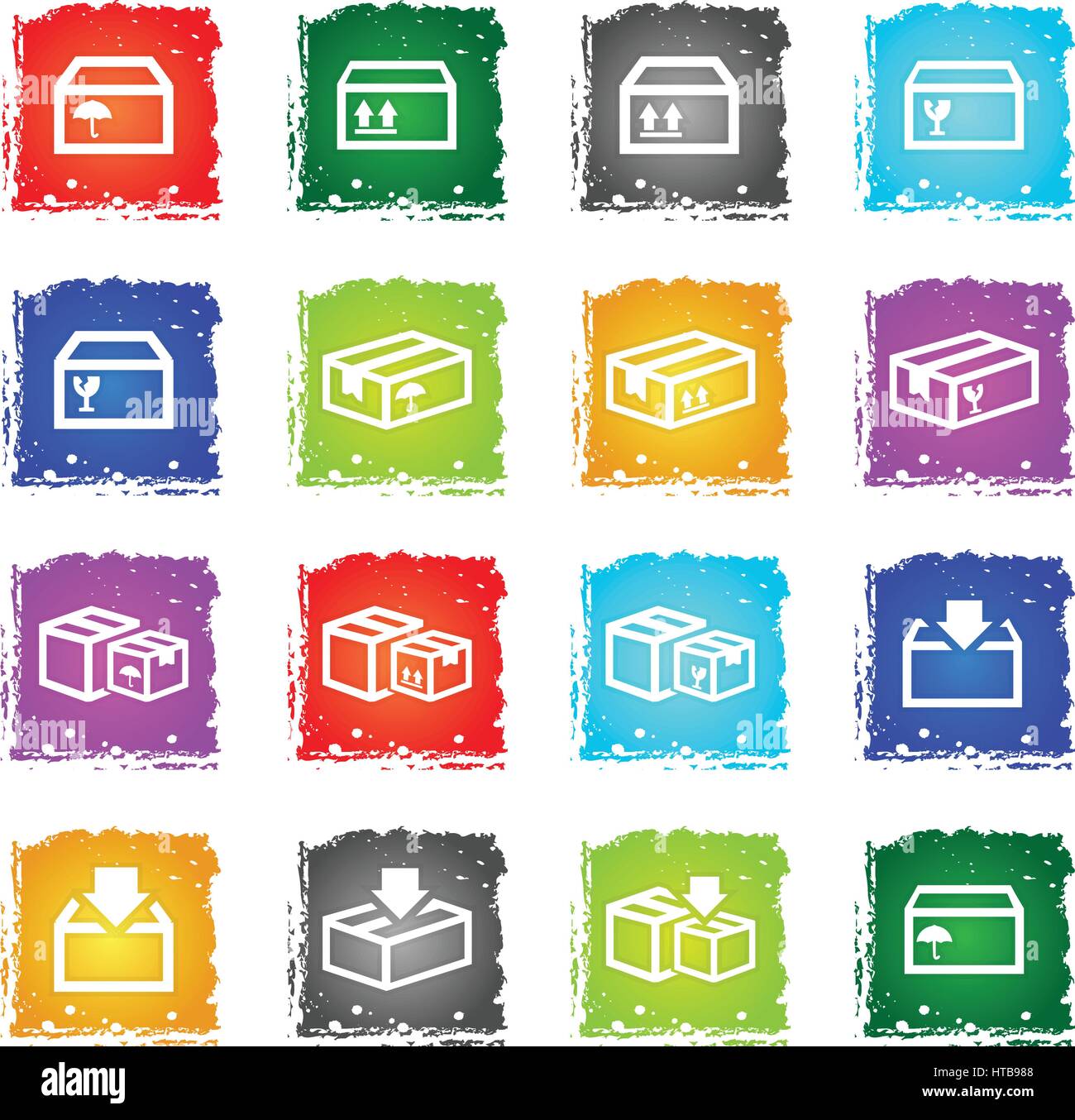 box web icons in grunge style for user interface design Stock Vector ...