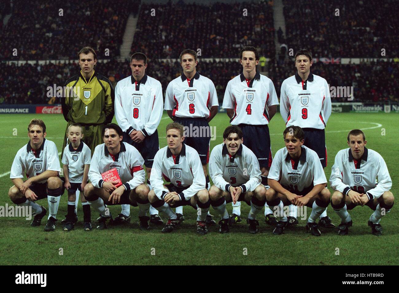 ENGLAND UNDER 21 TEAM ENGLAND U21 V FRANCE U21 09 February 1999 Stock Photo