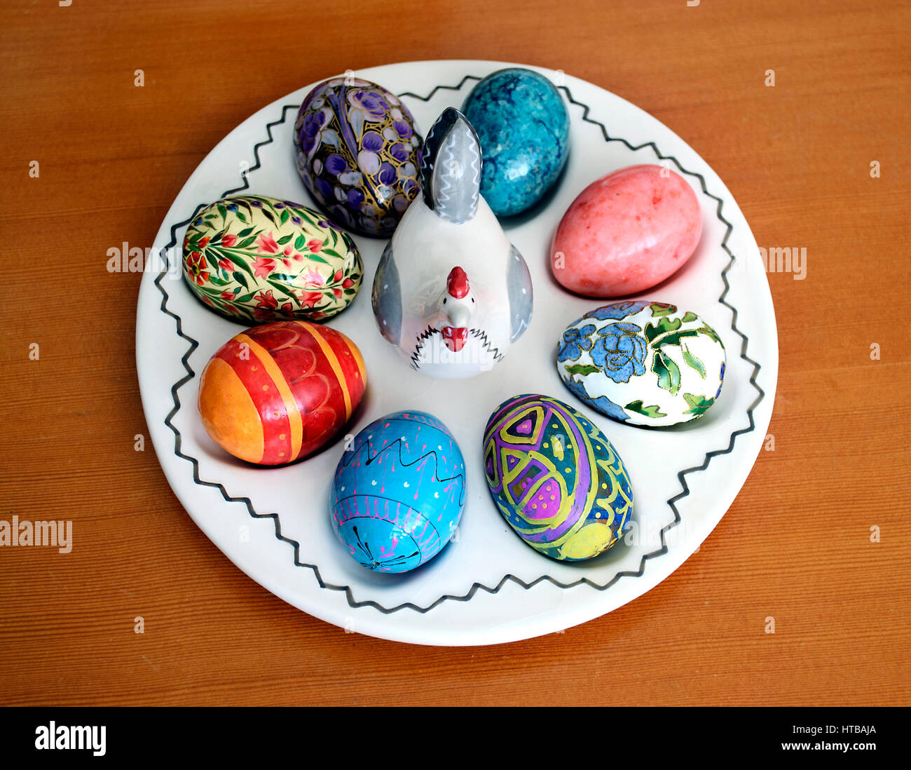 decorative plate with colorful Easter eggs Stock Photo Alamy