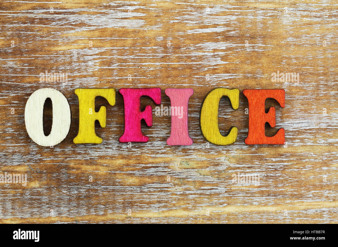 Word office written with colorful wooden letters Stock Photo