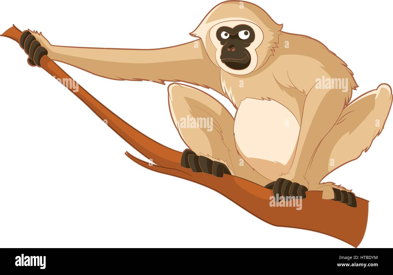 Cartoon smiling Gibbon Stock Vector