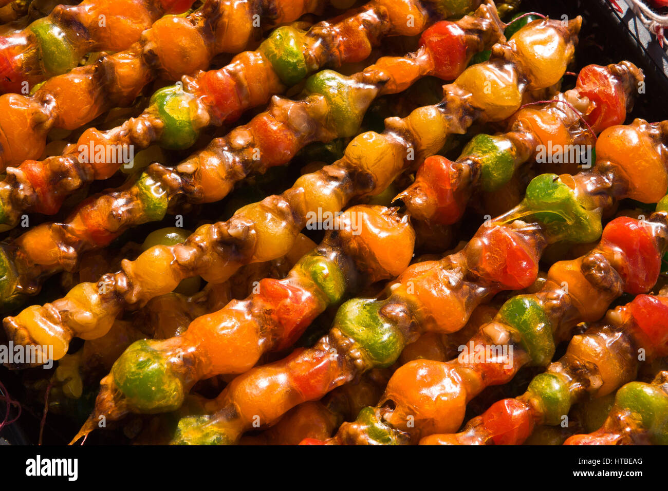 Traditional sausageshaped candies, the churchkhela, called
