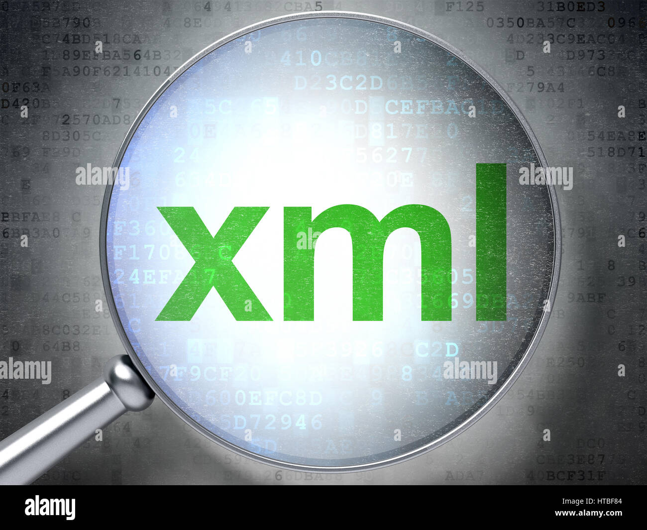 Software concept: Xml with optical glass Stock Photo