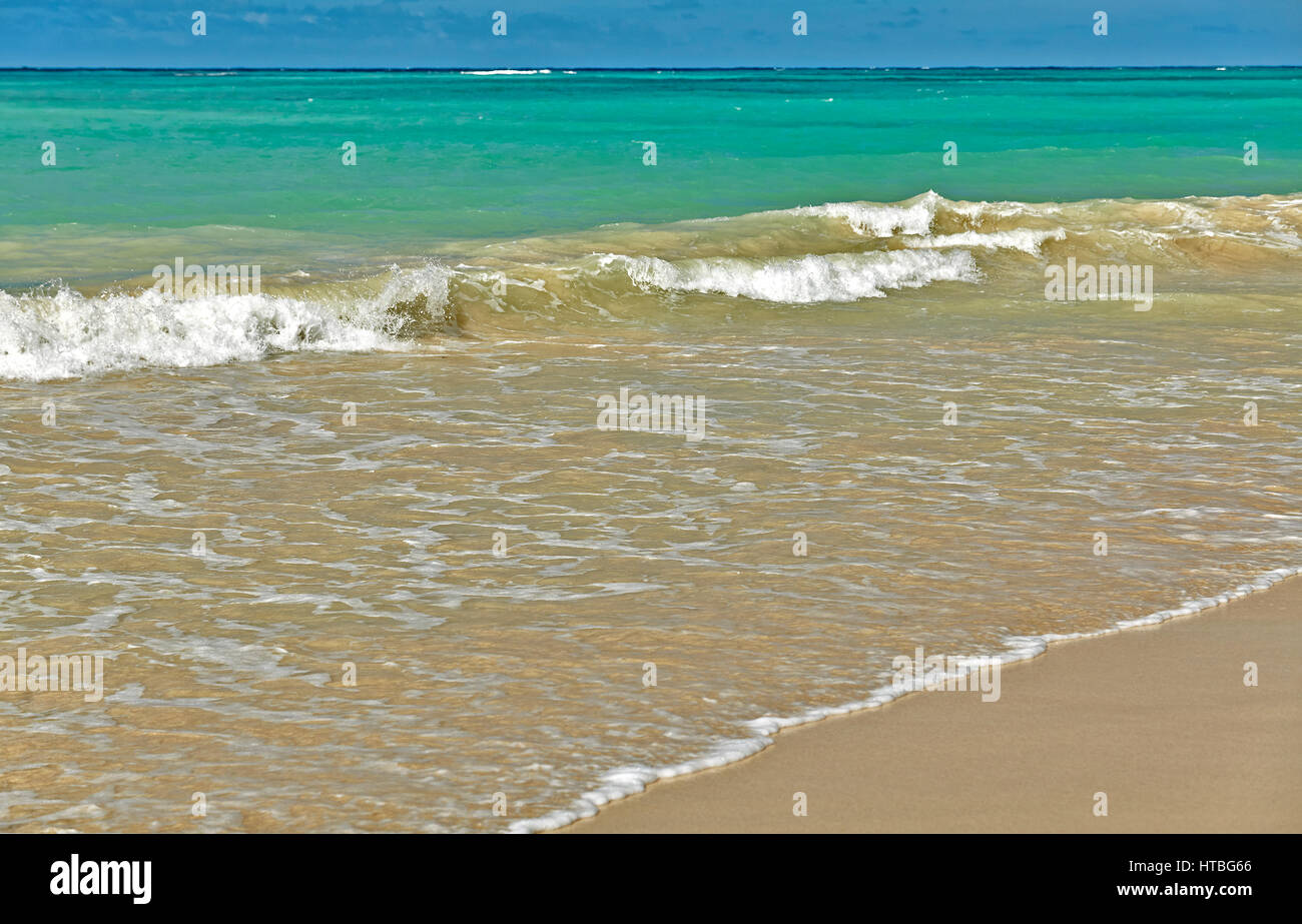 Ocean surf and waves on a sandy beach in Hawaii Stock Photo