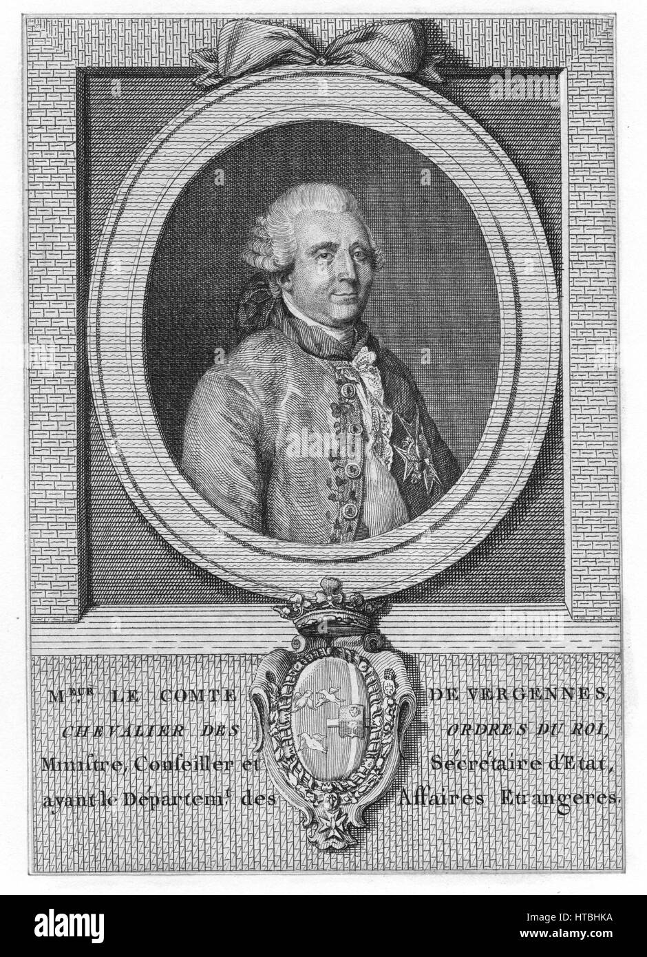 Engraved portrait of Charles Gravier, Count of Vergennes, a French