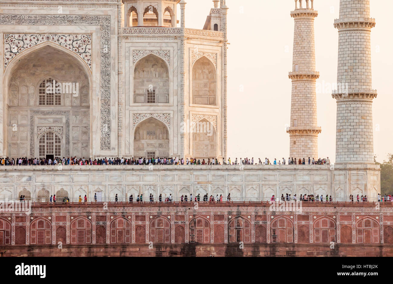 A portion of the Taj Mahal on a Friday afternoon when the site is closed to the public but open for worshipers, Agra, India. Stock Photo