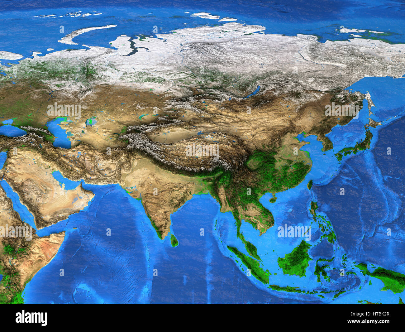 Detailed satellite view of the Earth and its landforms. Asia map. Elements of this image furnished by NASA Stock Photo