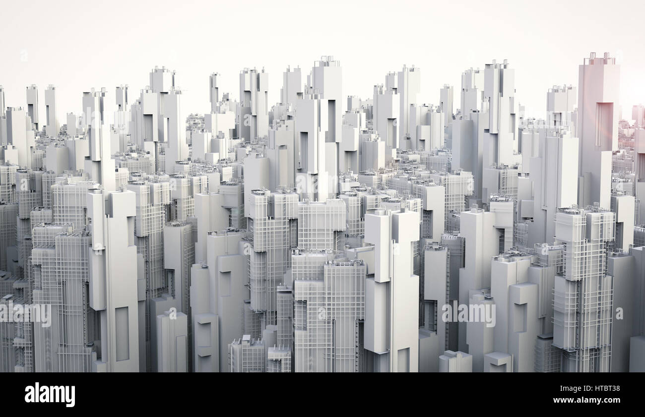 3d rendering white buildings on white background Stock Photo - Alamy