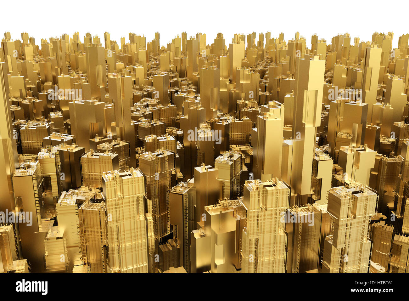 3d rendering gold building on white background Stock Photo