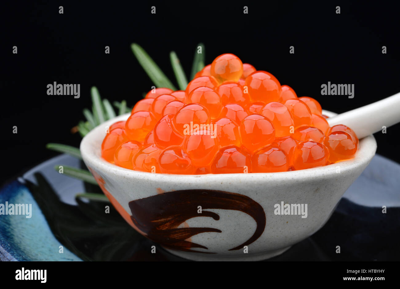 Japanese style raw salmon eggs so beautiful orange color Stock Photo