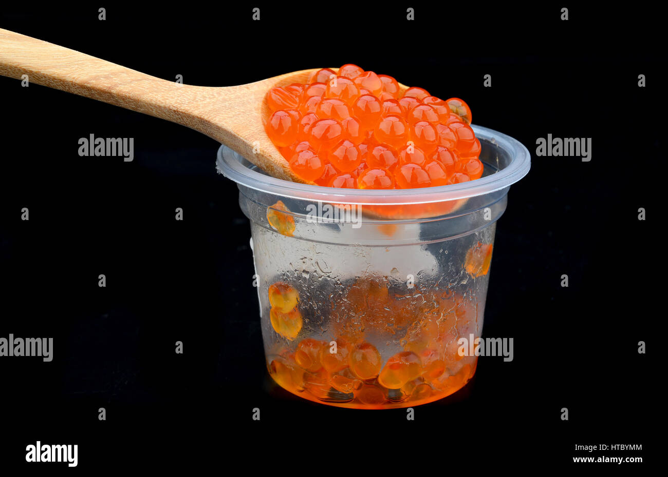 Japanese style raw salmon eggs so beautiful orange color Stock Photo