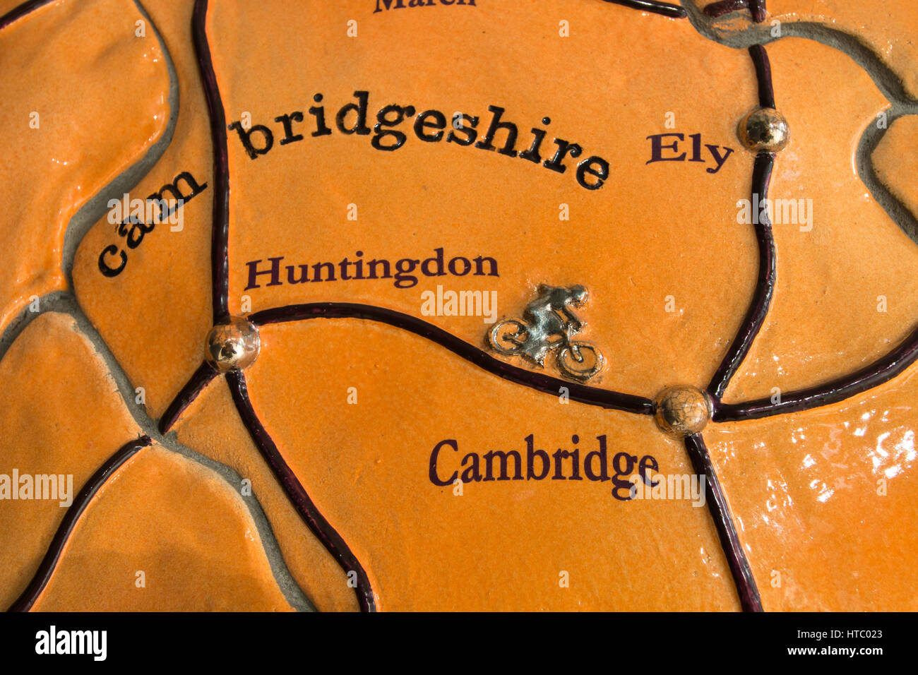 CYCLING: Cambridgeshire cycle paths linking Huntingdon, Cambridge and Ely. Stock Photo