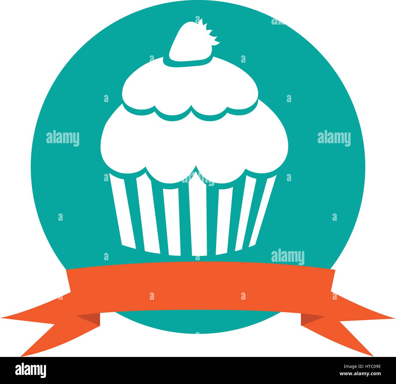 colorful circular frame with ribbon and cupcake vector illustration ...