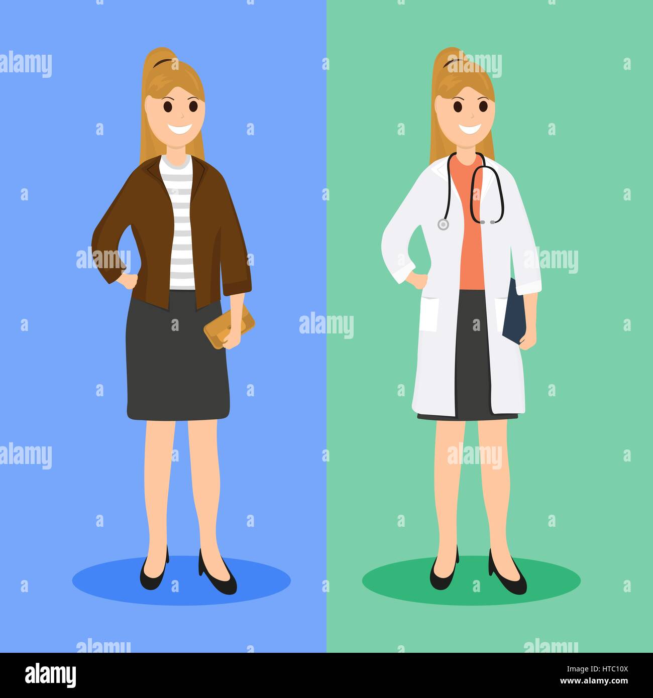 Woman doctor in ordinary life, flat design Stock Vector Image & Art - Alamy