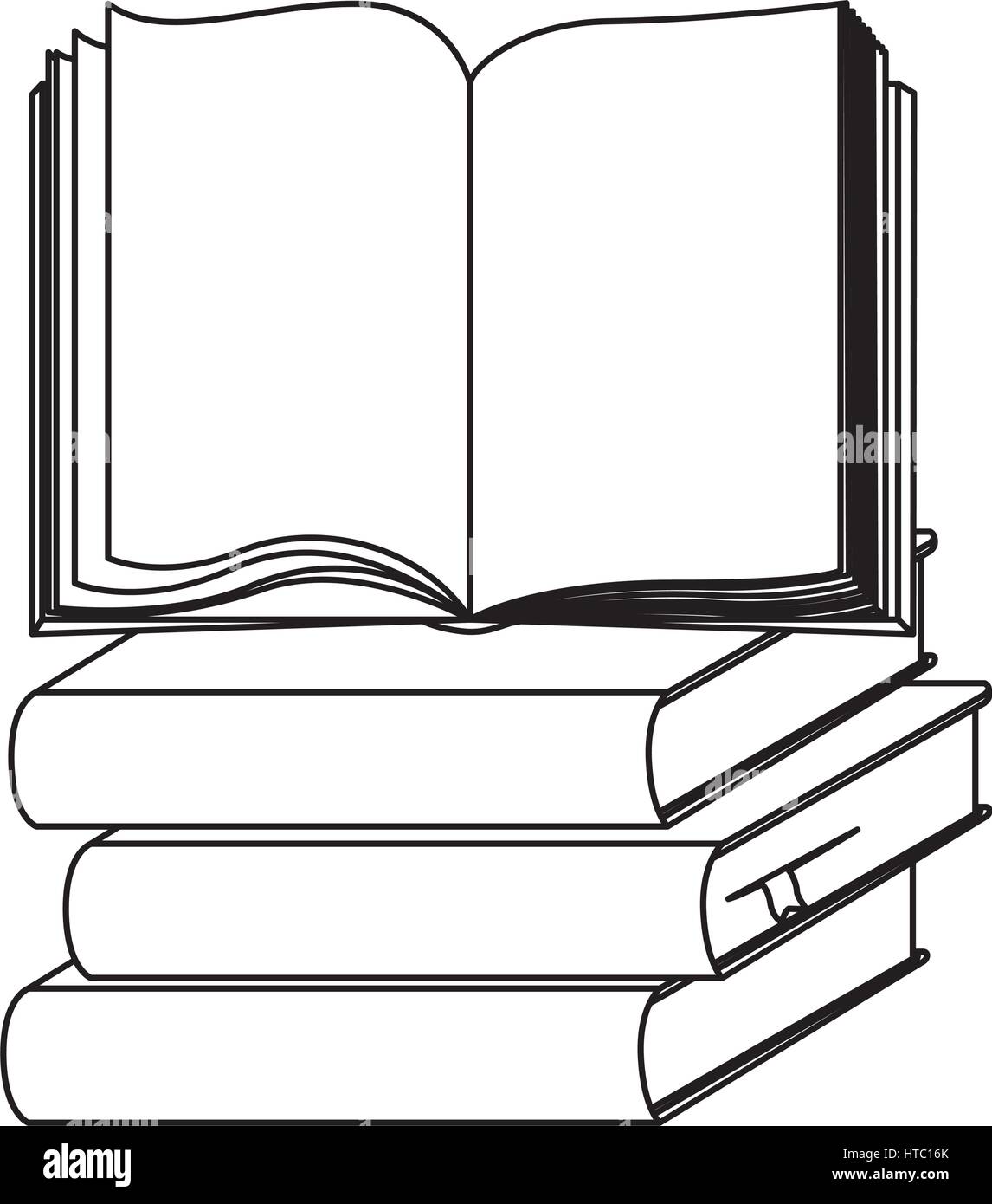 Sketch - blank open book and stack books Vector Image