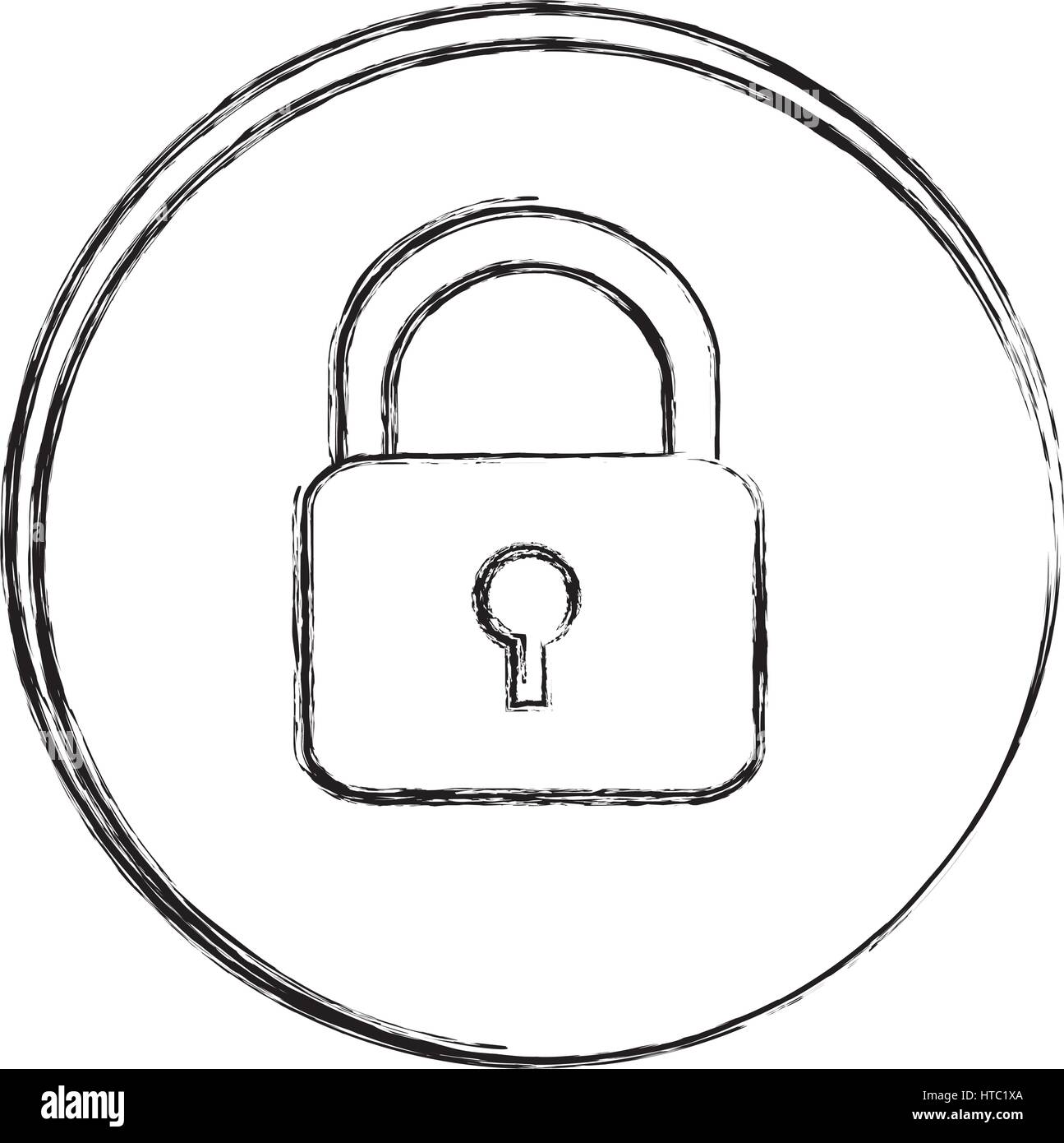 blurred contour circular frame with silhouette padlock Stock Vector ...
