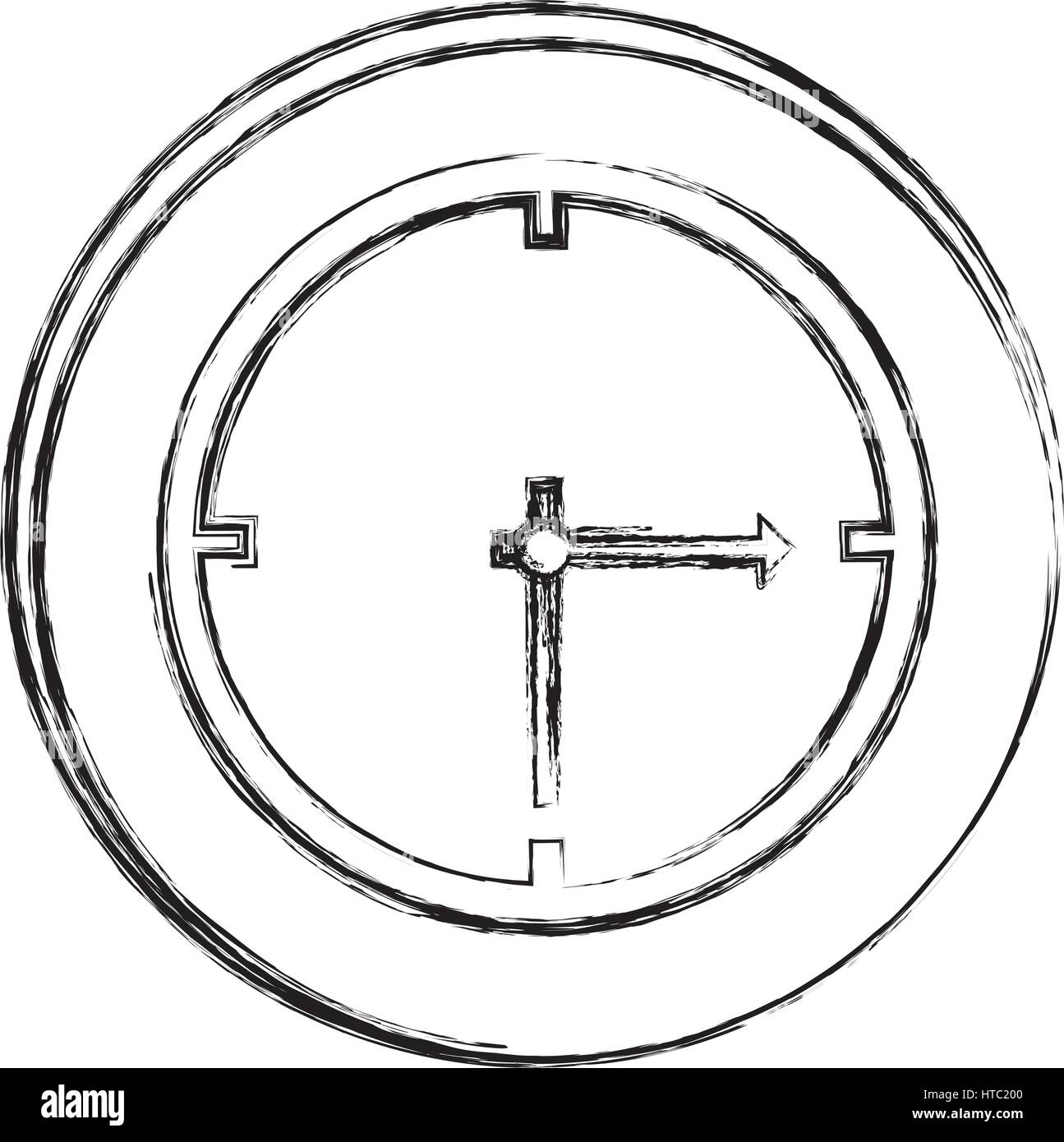 blurred contour circular frame with silhouette clock device Stock ...