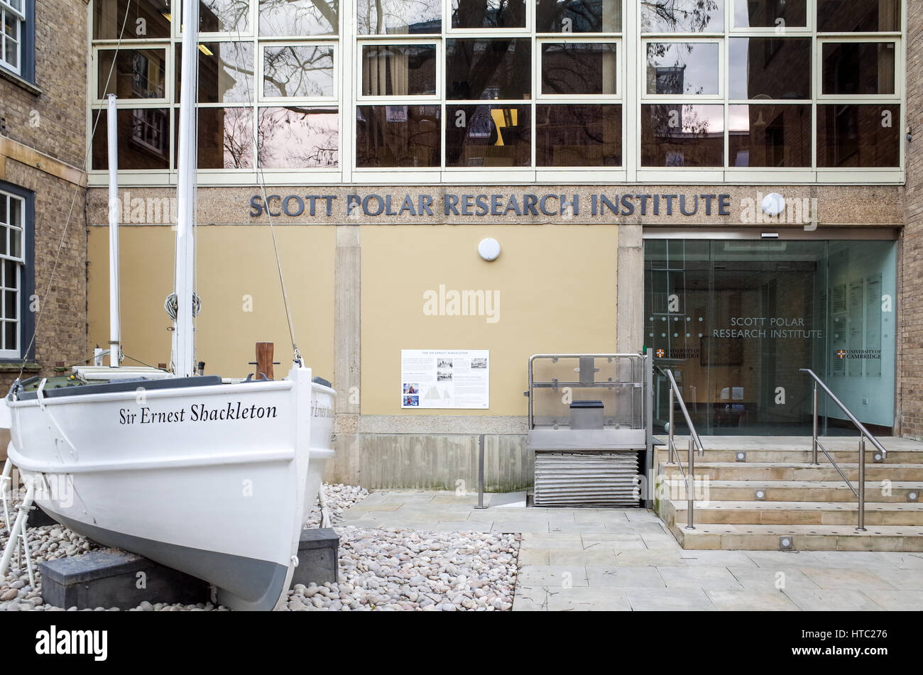Entrance to the Scott Polar Research Institute in Cambridge. Part of the University of Cambridge it contains a Polar Exploration Museum. Stock Photo