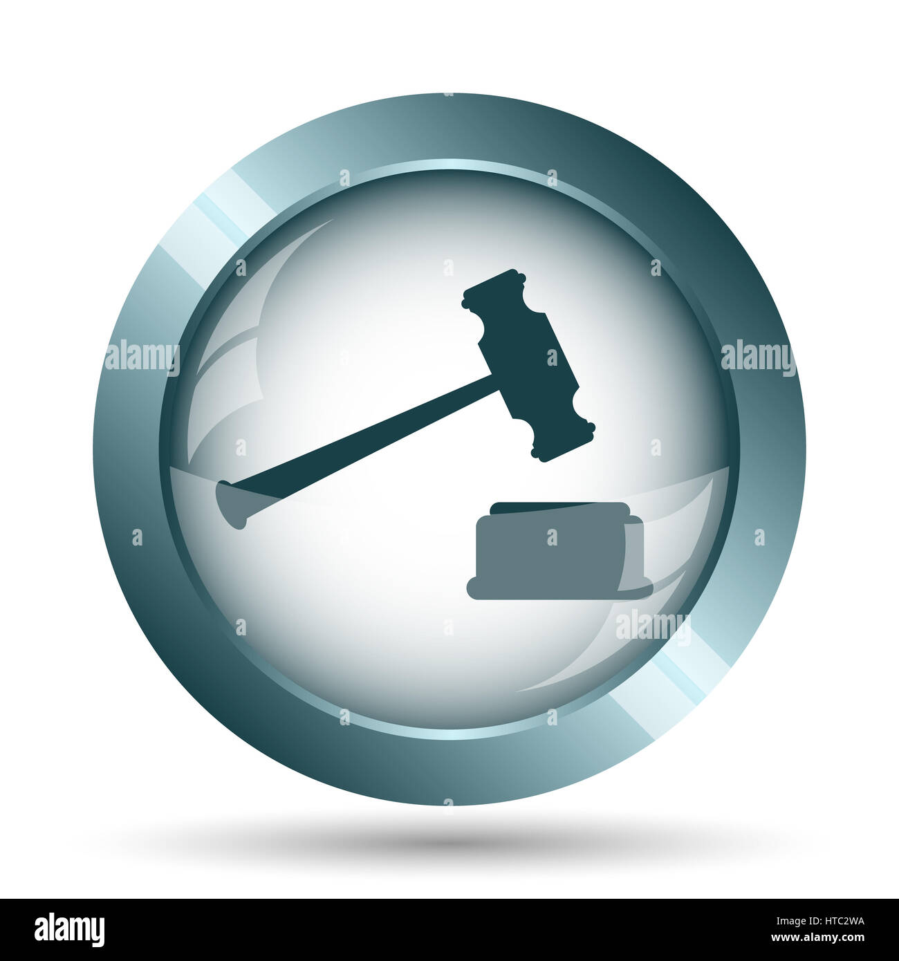 Judge hammer icon. Internet button on white background Stock Photo - Alamy