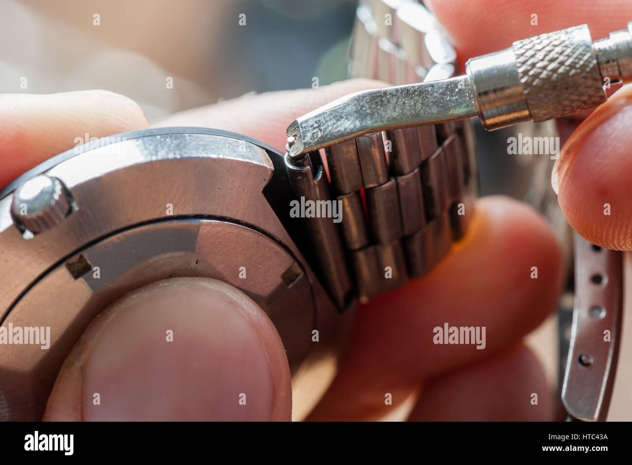 remove the spring bar with spring bar tool Stock Photo Alamy