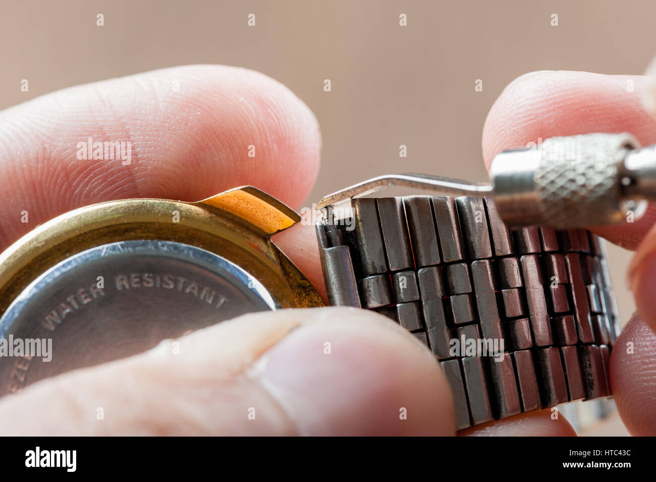 remove the spring bar with spring bar tool Stock Photo Alamy