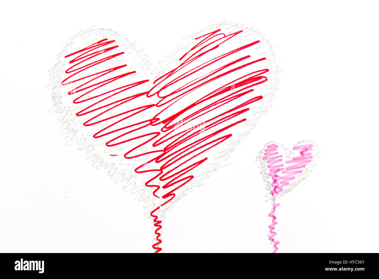 Drawing hearts shape isolated on white background. Stock Photo