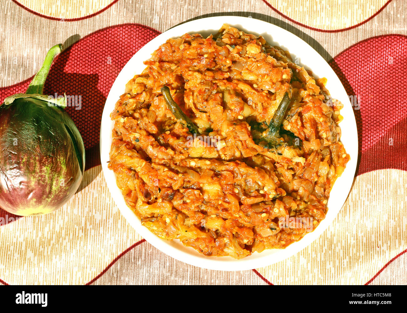 Baingan bharta (spicy eggplant puree) Stock Photo