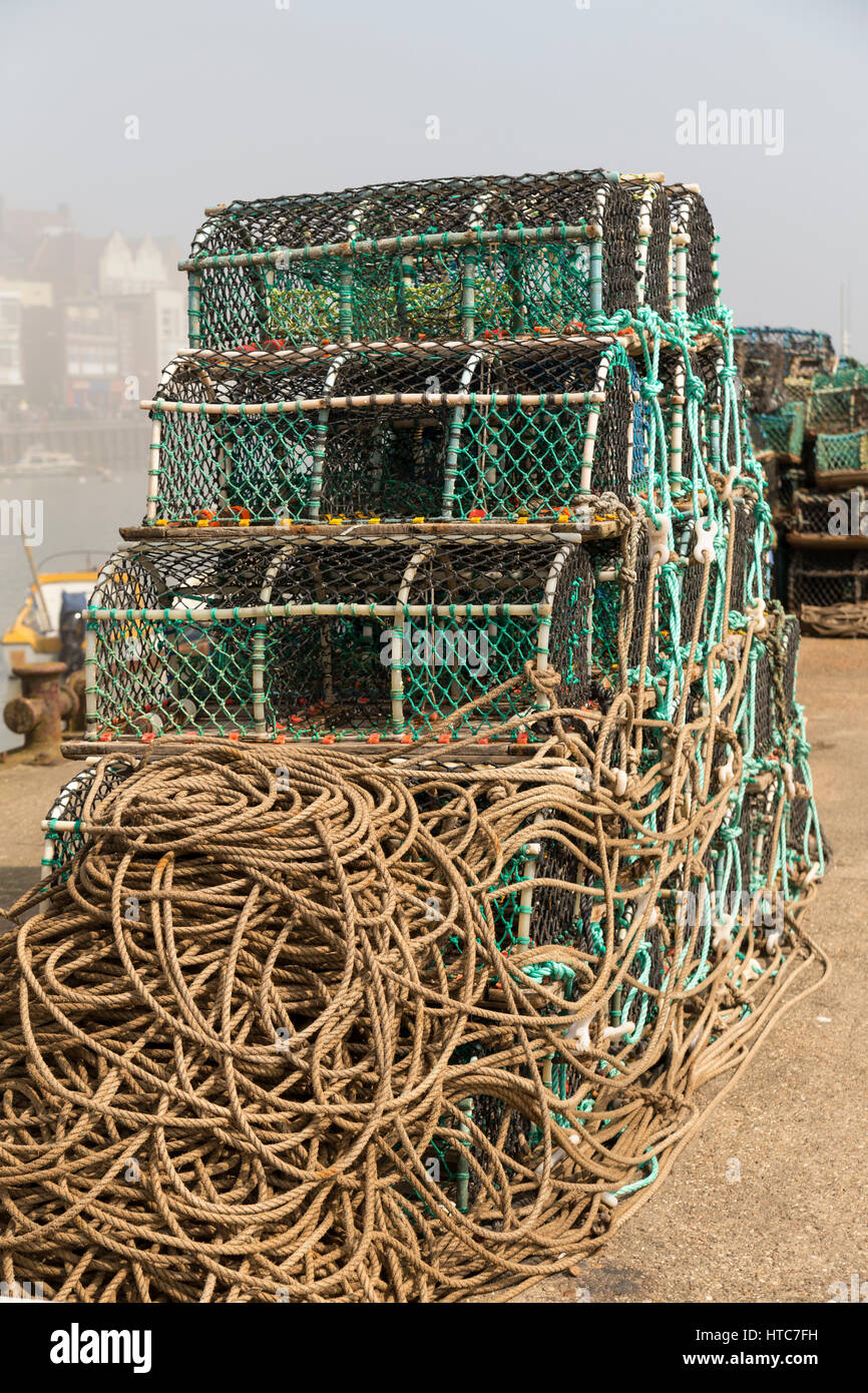 Crab Fishing Pots Bridlington harbour East Yorkshire England UK Stock Photo