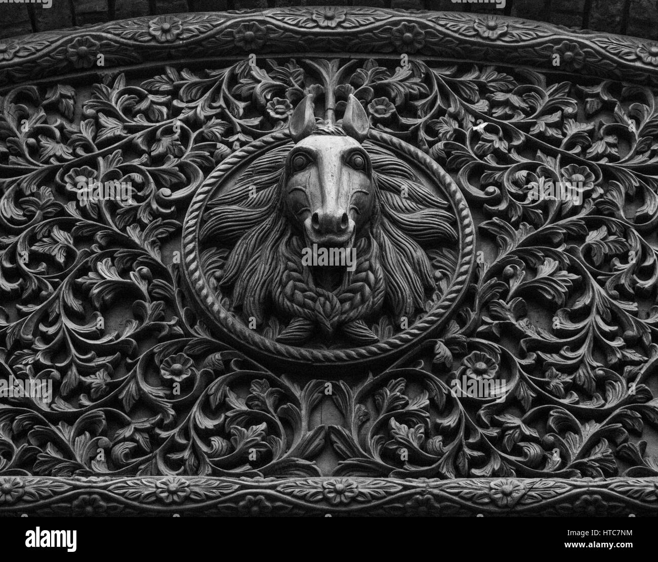 A striking metal work art piece of a horse Stock Photo