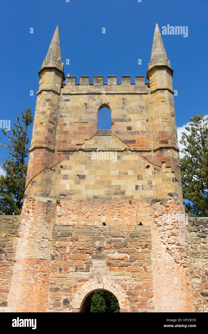 The tower of the church at Port Arthur Historic Site, Tasmania, Australia Stock Photo