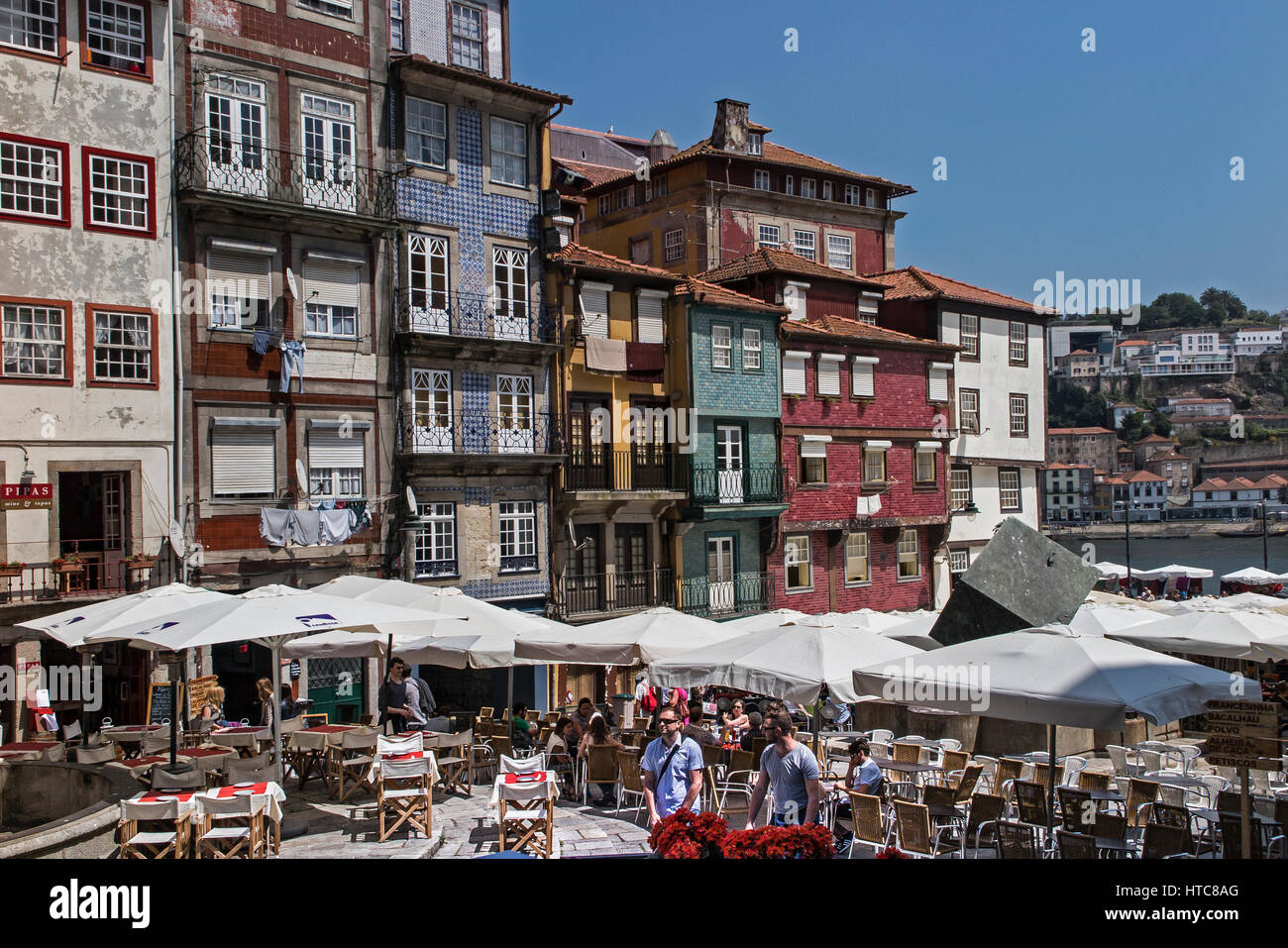 Street scene Ribeira, Porto Portugal Stock Photo