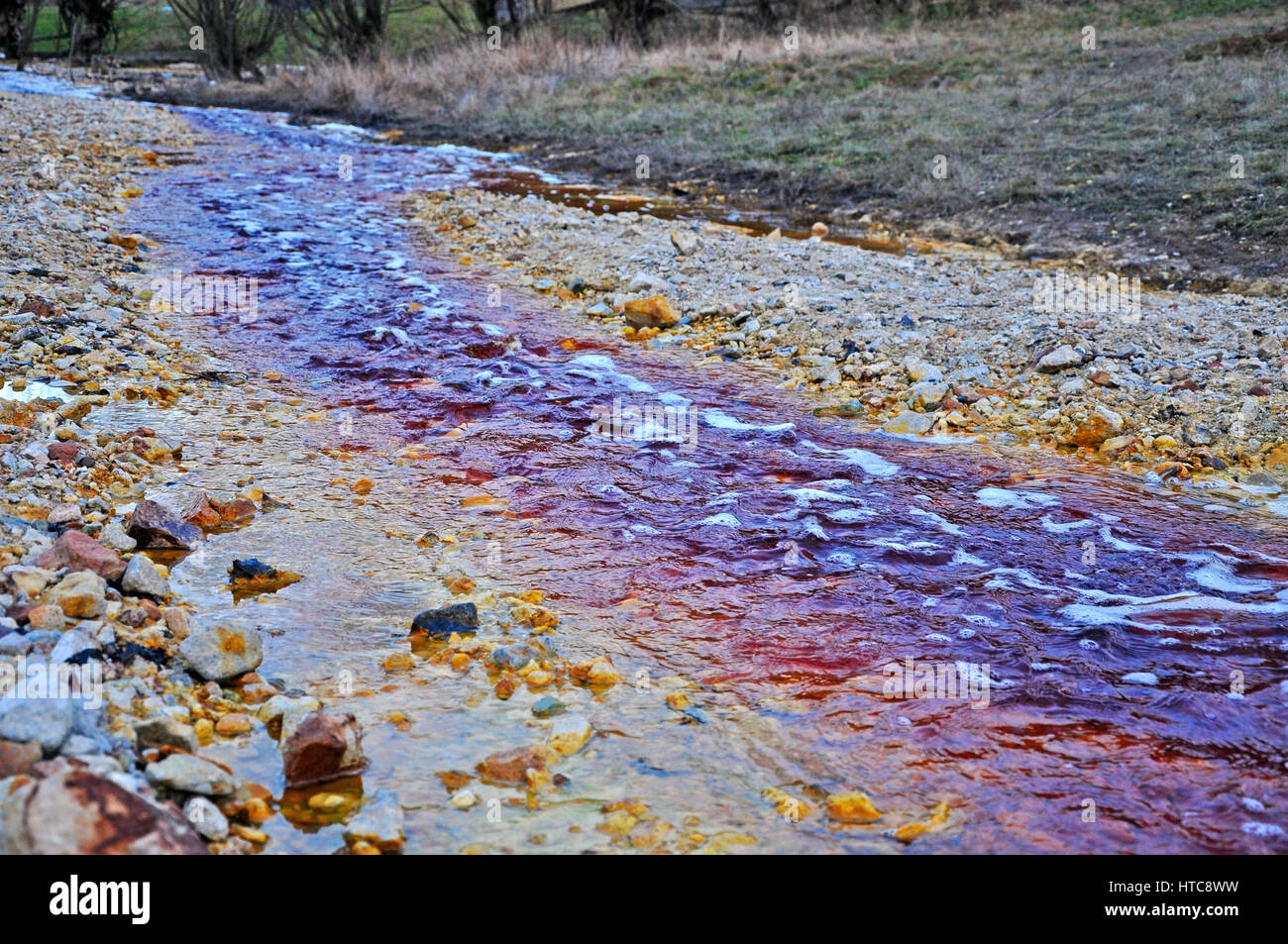 Contaminated mine water pollution of a copper mine exploitation Stock