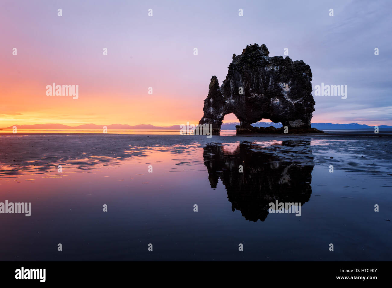 Basalt stack Hvitserkur on the Vatnsnes peninsula, Iceland, Europe ...