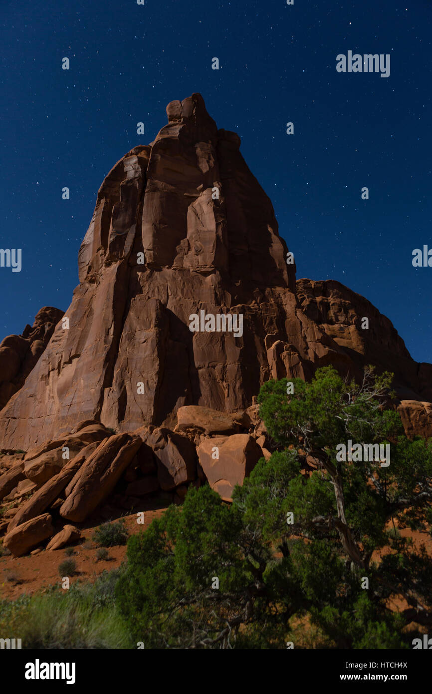 Park Avenue under night sky and moonlight, Arches National Park, UT, USA Stock Photo Alamy