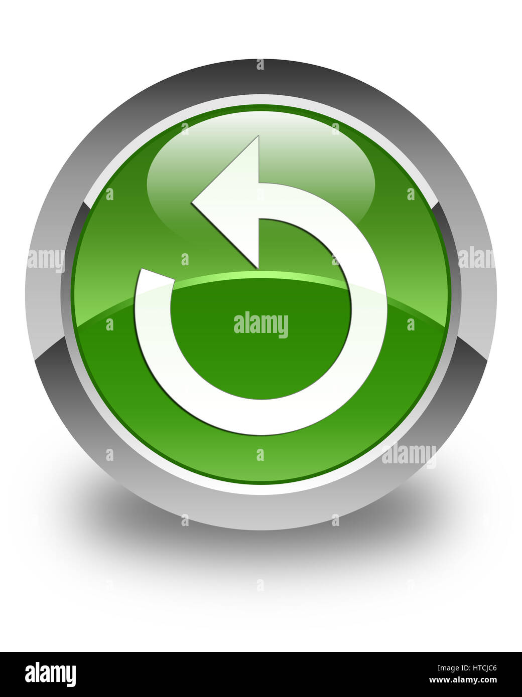 Refresh arrow icon isolated on glossy soft green round button abstract ...